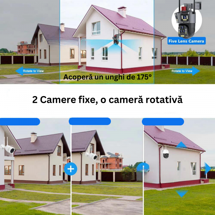 Camera de supraveghere WiFi tripla DeVeghe T50 Pro 20MP, Negru [4]
