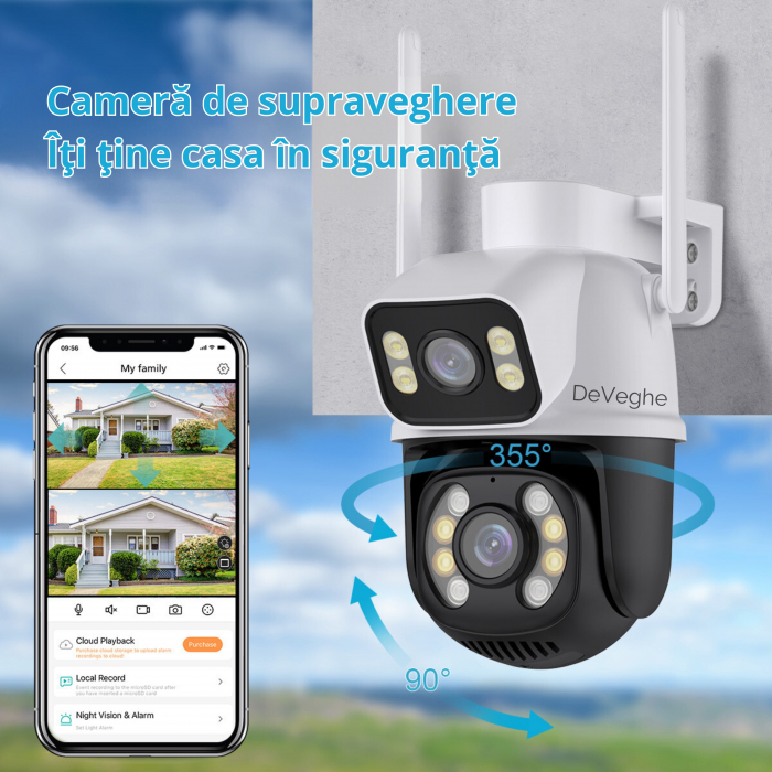 Sistem de supraveghere WiFi DeVeghe cu 4 camere duble, 6MP, Full HD [4]