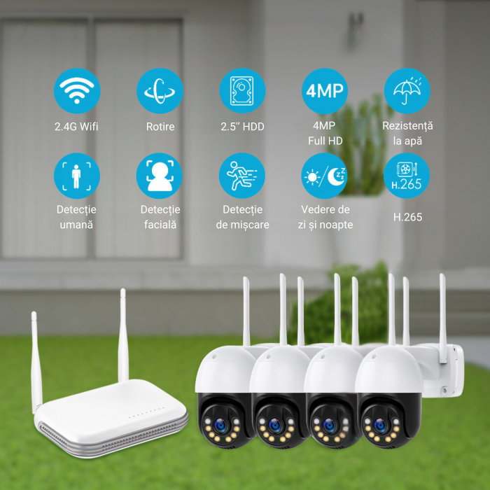 Sistem de supraveghere WiFi DeVeghe cu 4 camere de 4MP, Full HD [5]
