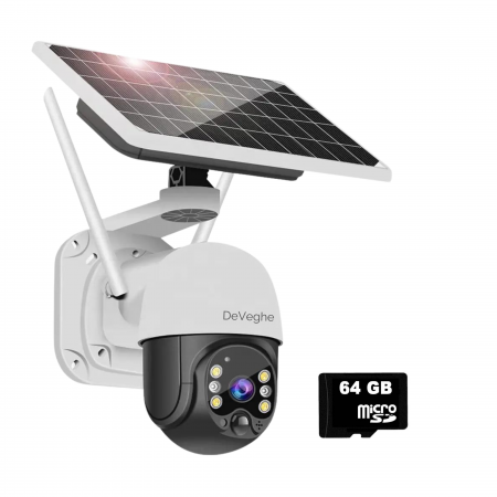 Conexiune 4G - Camera de supraveghere 4G DeVeghe GS10 Pro, 4MP, cu panou solar 9W, baterie 8000mAh
