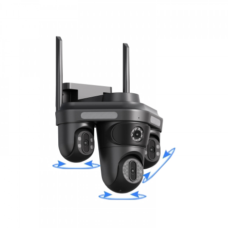 Camera de supraveghere cvadrupla WiFi DeVeghe Q10+ 16MP, Full HD, exterior, cu brate rotative din aplicație, zoom 5x, Negru [1]