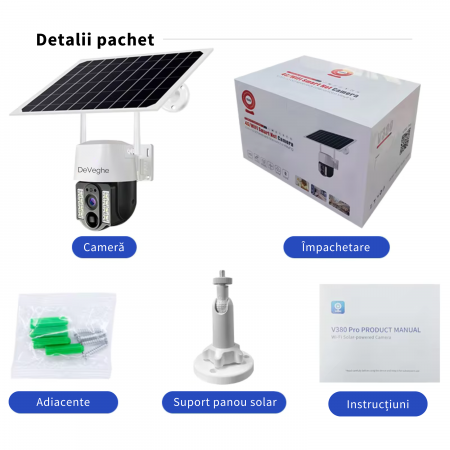 Camera de supraveghere DeVeghe GS11 3MP, Full HD, cu panou solar 7.5W, baterie 8000mAh [1]
