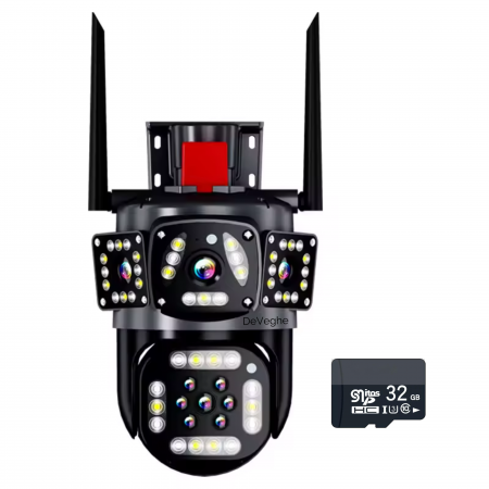 Camera de supraveghere dubla 4G DeVeghe G22 4MP, Full HD, Negru [0]