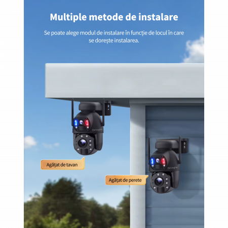 Camera de supraveghere dubla DeVeghe DS10 Ultra, 8MP, cu panou solar 6W, baterie 12000mAh, zoom optic 20x, Negru [1]