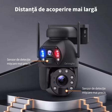 Camera de supraveghere dubla DeVeghe DS10 Ultra, 8MP, cu panou solar 6W, baterie 12000mAh, zoom optic 20x, Negru [2]