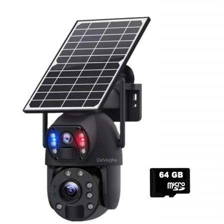 Conexiune WiFi - Camera de supraveghere dubla DeVeghe DS10 Ultra, 8MP, cu panou solar 6W, baterie 12000mAh, zoom optic 20x, Negru