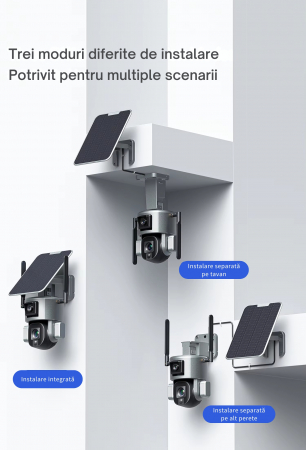 Camera de supraveghere dubla DeVeghe DS20 Ultra, 8MP, cu panou solar 6W, baterie 20000mAh, zoom optic 10x, Negru [7]