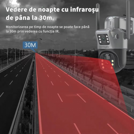 Camera de supraveghere dubla DeVeghe GS20, 6MP, cu panou solar 7.5W, baterie 8000mAh, zoom digital 8x, Negru [3]