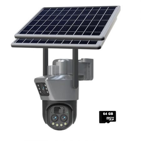 Conexiune WiFi - Camera de supraveghere dubla DeVeghe GS30, 9MP, cu dublu panou solar 2x7.5W, baterie 8000mAh, zoom optic 10x, Negru
