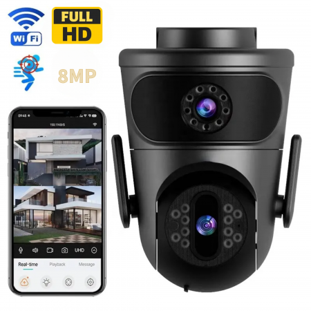 Camera de supraveghere dubla WiFi DeVeghe E20 8MP, Full HD, Negru [3]