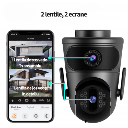 Camera de supraveghere dubla WiFi DeVeghe E20 8MP, Full HD, Negru [2]