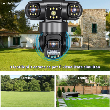 Camera de supraveghere tripla WiFi DeVeghe CT10 9MP, Full HD, cu brate actionabile manual [1]