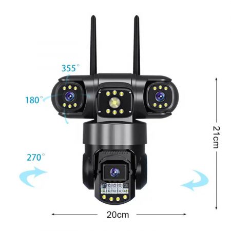 Camera de supraveghere tripla WiFi DeVeghe CT10 9MP, Full HD, cu brate actionabile manual [8]