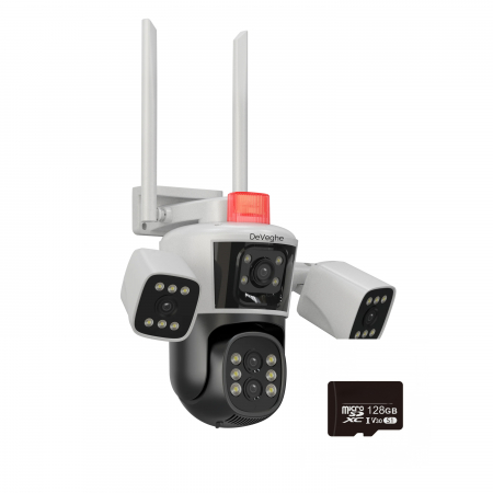 Camera de supraveghere WiFi - Camera de supraveghere tripla WiFi DeVeghe T40M 16MP, Alb