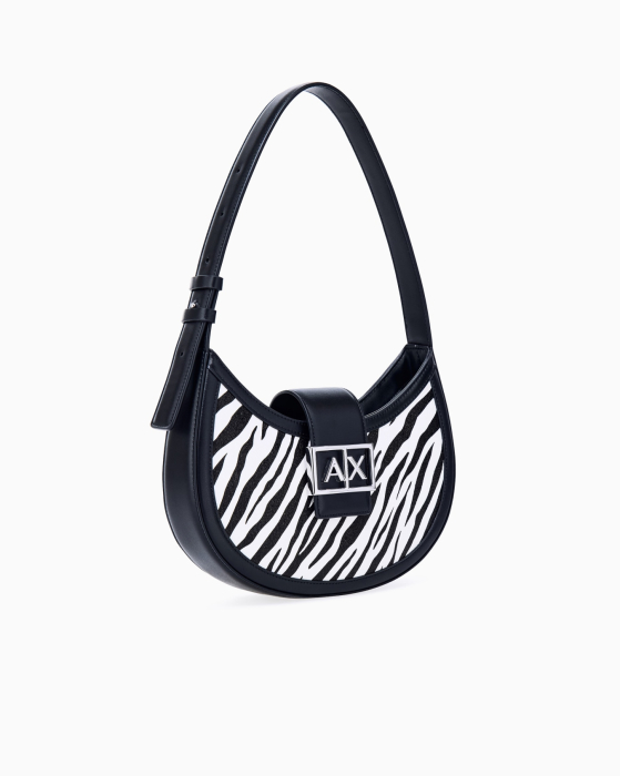Armani Exchange - HOBO, GEANTĂ DE UMĂR DIN MATERIAL TEXTIL ACOPERIT [2]