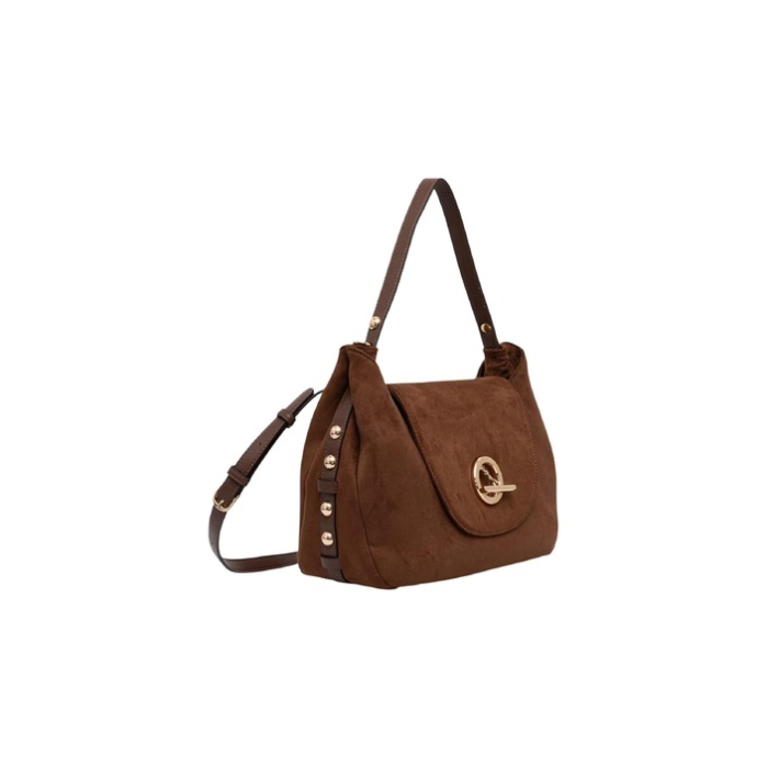 BOSTON BAG, textură de piele întoarsă, maro [2]