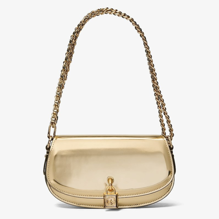 Geantă damă Michael Kors Mila Small Metallic Leather Shoulder Bag, piele metalizată [2]