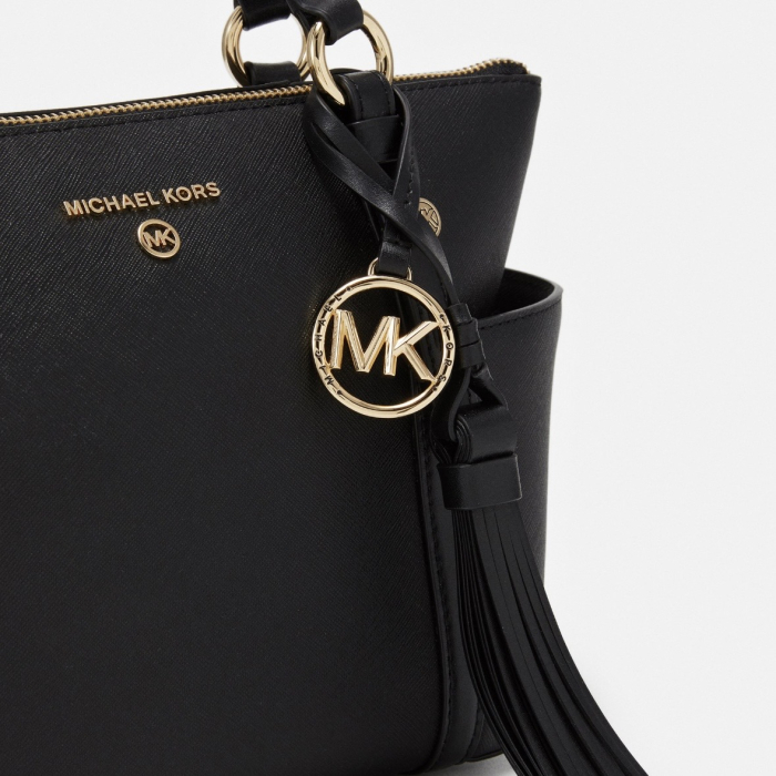 Geantă damă Michael Kors Tote, piele neagră, fermoar, detalii aurii [4]