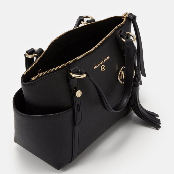 Geantă damă Michael Kors Tote, piele neagră, fermoar, detalii aurii [2]