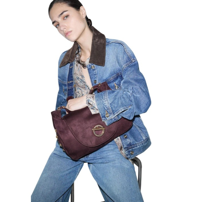 LIU JO - BOSTON BAG, textură de piele întoarsă, mov [2]