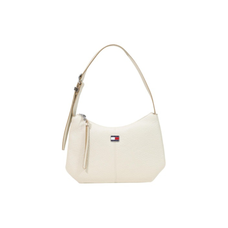 Genți - Geantă de umăr damă Tommy Jeans – Bej-Crem, Stil Hobo / Shoulder Bag din Piele Ecologică Granulată