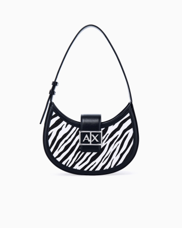 Genți - Armani Exchange - HOBO, GEANTĂ DE UMĂR DIN MATERIAL TEXTIL ACOPERIT