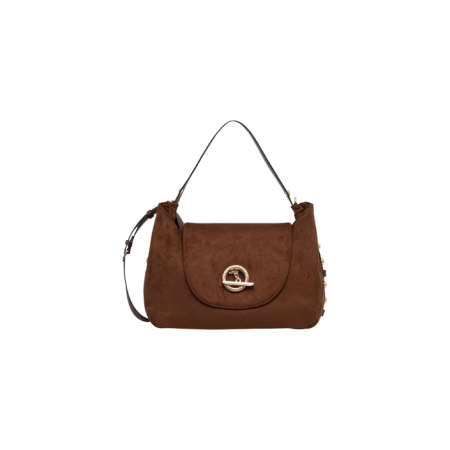 Genți - BOSTON BAG, textură de piele întoarsă, maro