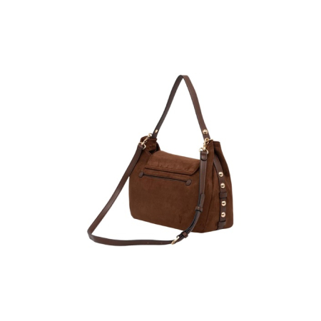 BOSTON BAG, textură de piele întoarsă, maro [2]