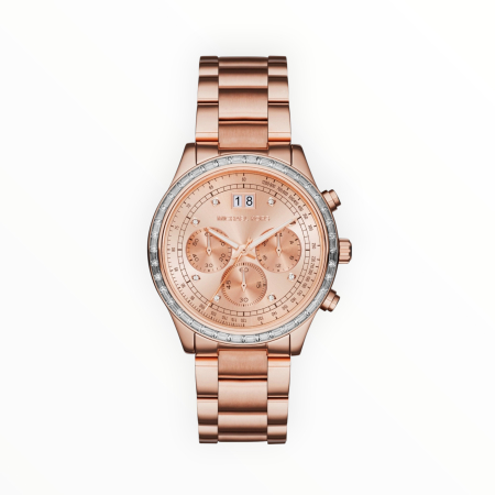 Ceas Damă - Ceas damă Michael Kors Brinkley MK6204, auriu rose, cronograf, quartz