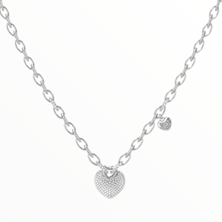 Colier damă GUESS Crazy In Love JUBN05212JWRHT/U, argintiu, inimi, cristale [1]