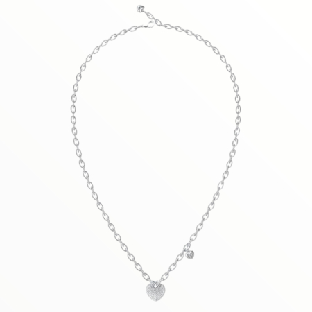 Bijuterii - Colier damă GUESS Crazy In Love JUBN05212JWRHT/U, argintiu, inimi, cristale