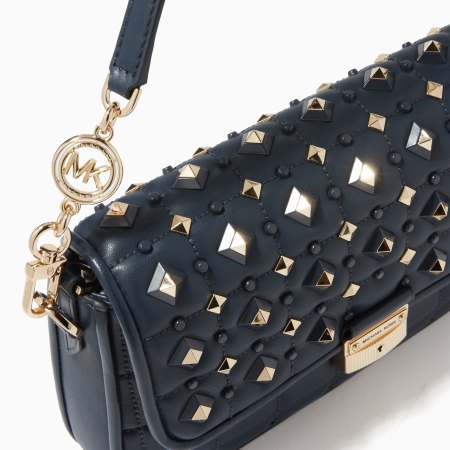 Geantă damă Michael Kors Bradshaw Small, piele matlasată navy blue, detalii aurii [1]