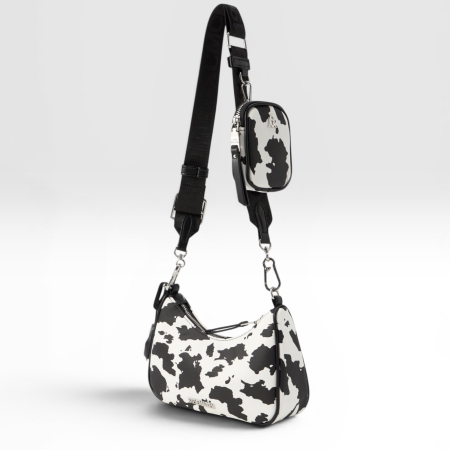 Genți - Geantă damă Steve Madden VELA, black/white, animal print