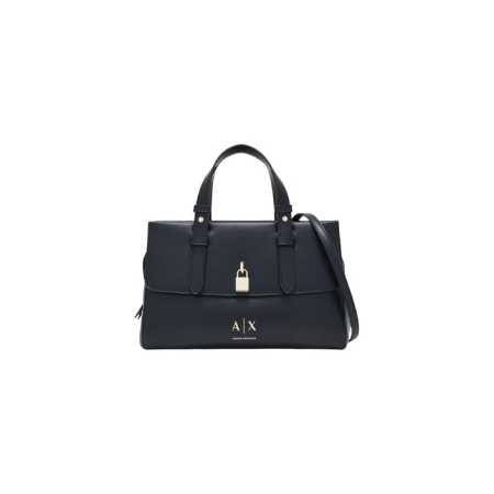 Genți - Geantă de mână / Crossbody damă Armani Exchange – Neagră, Satchel / Tote cu Detaliu Lăcat Metalic