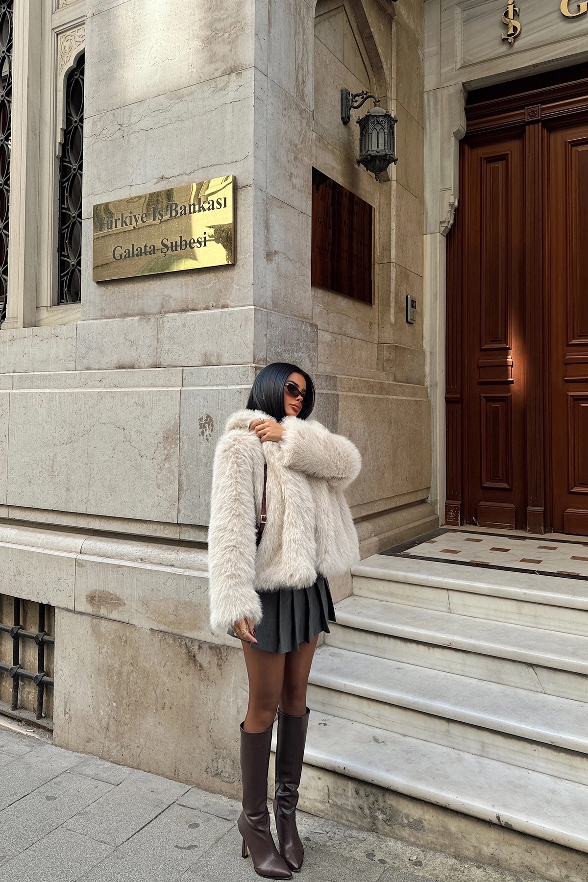 Haină din Blană Artificială Albă [2]