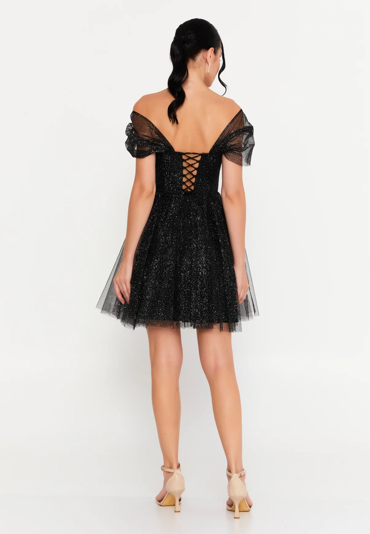 Rochia Mini Tulle Glitter cu Spate Corset [1]