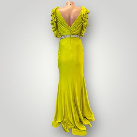 ochie Verde Lime cu Volane pe Umeri și Centură de Cristale [2]