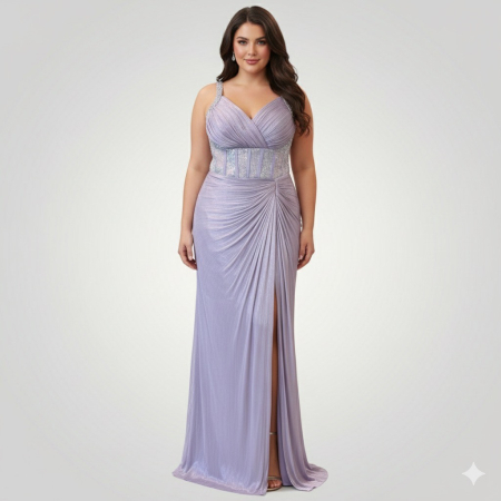 Produse - Rochie Lila cu Talie Corsetată