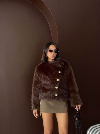 Blănuri - Jachetǎ Maro din Blană Artificială cu Nasturi Aurii