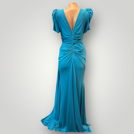 Rochie Albastru Electric cu Decolteu Petrecut și Cristale [2]