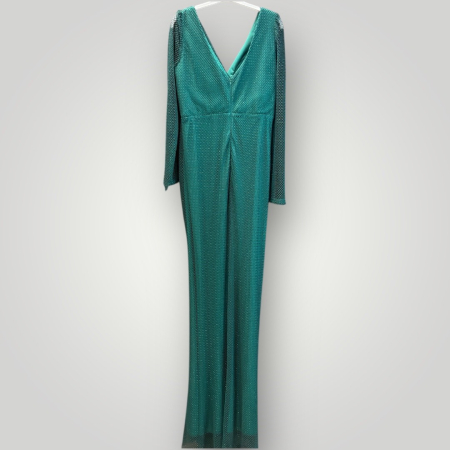 Rochie din Plasă Brodată Sclipitoare, cu Decolteu în V și Drapaj [3]