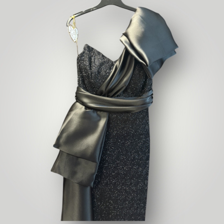 Rochie Maxi de Gală cu detaliu din Satin și Paiete Fine [2]