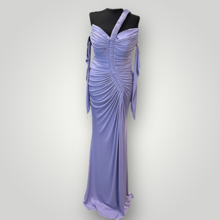 Rochie Mov Lavandă din Elastan, Drapaj Asimetric [1]