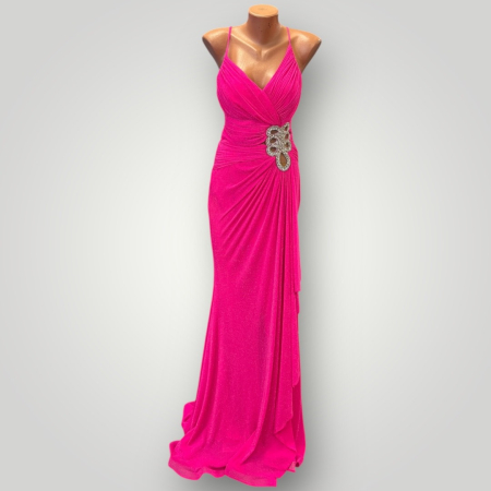 Rochie Sclipitoare cu Bretele Subțiri și Broșă Bijuterie [1]