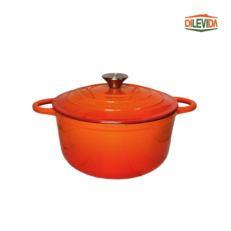 Casă & Menaj - GP Oală de Fontă Emailată cu Capac 3.6L, Ø24 cm