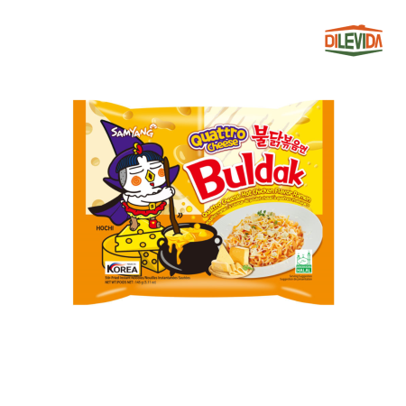Produse asiatice - Samyang Buldak Quattro Cheese Ramen Instant Picant cu Aroma de Pui si 4 Tipuri de Branza 145g