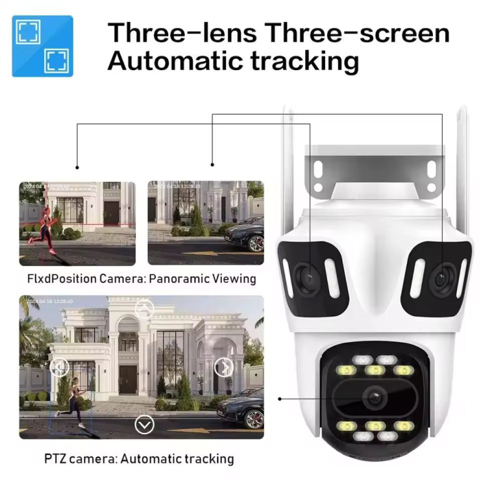 Cameră de Supraveghere Wi-Fi & Bluetooth P15, 8X Ultra HD, 4 Lentile, Zoom 8X, Night Vision Color, Auto-Tracking [2]