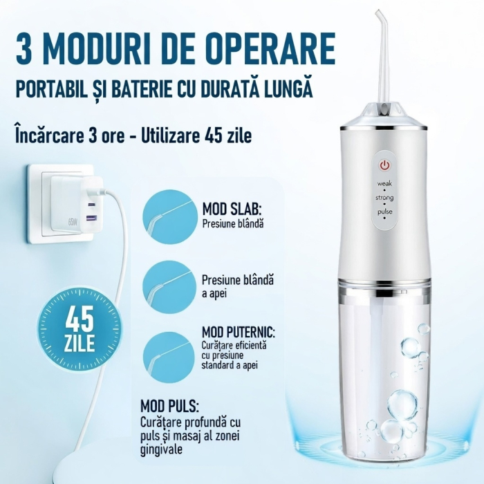 Irigator Bucal Portabil  – 3 Moduri de Curățare & Autonomie 45 Zile [3]