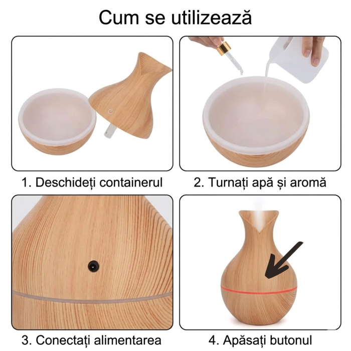Pachet 1 + 1 Difuzor Aromaterapie cu ultrasunete si Umidificator cu led, 130 ml [4]