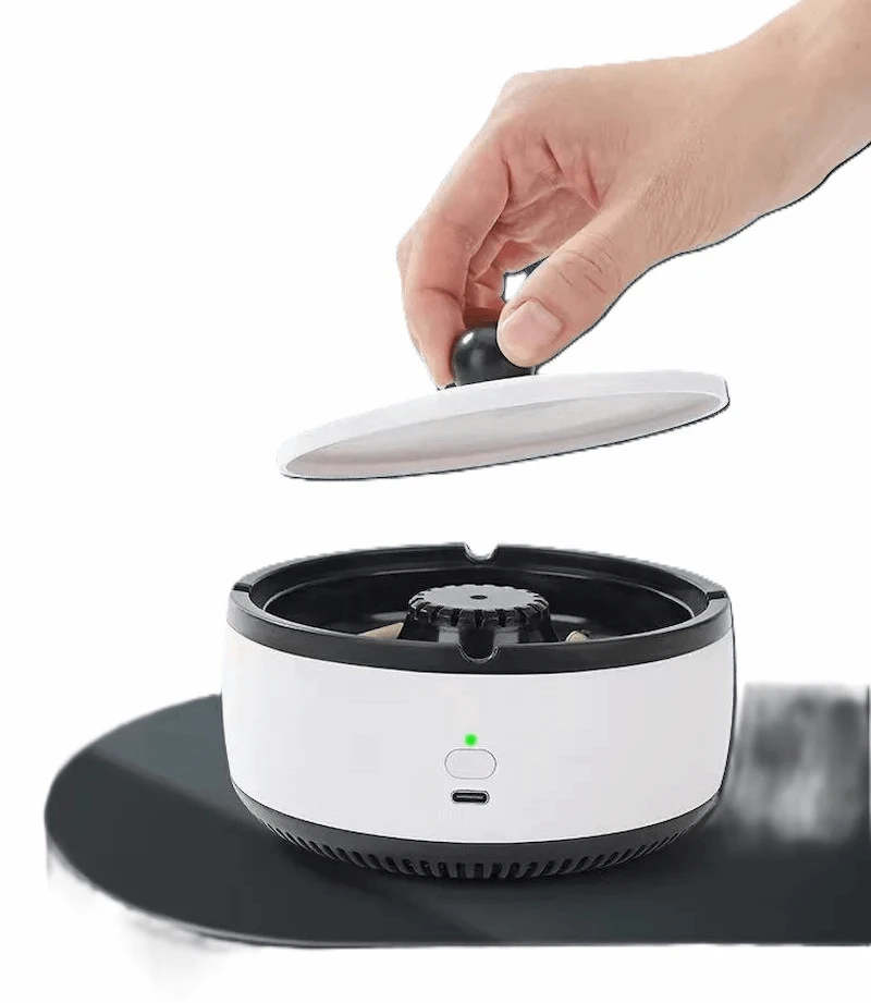 Smart Living - Scrumieră Electrică Multifuncțională cu Ventilator, Filtru Antifum și Purificator Aer